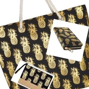🆕3-pce set black/gold pineapple, beautiful